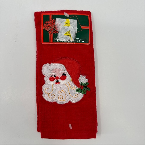 Vintage Sultan's Linens Fingertip Kitchen Bath Hand Towels Christmas Santa Red - Picture 7 of 9